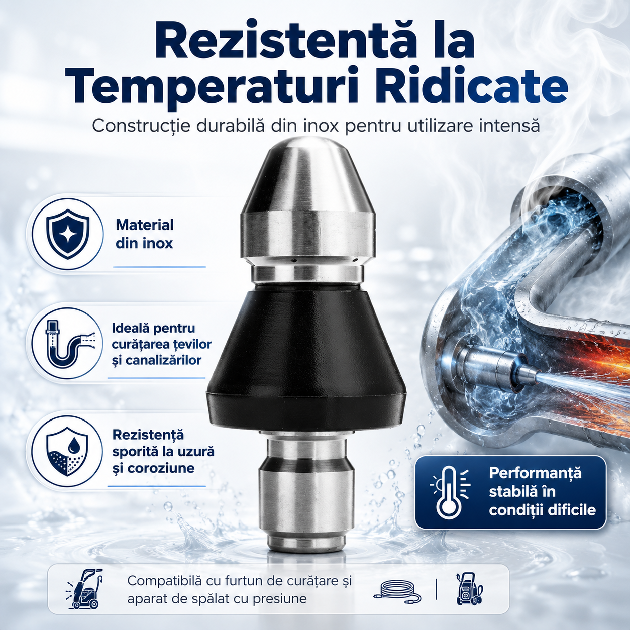 AquaBlast™ - Putere maximă împotriva țevilor înfundate