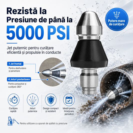 AquaBlast™ - Putere maximă împotriva țevilor înfundate