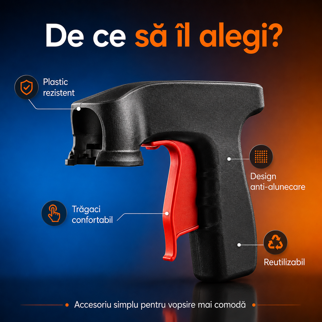 VopsiGrip™ – Adaptor ergonomic pentru spray-uri cu vopsea