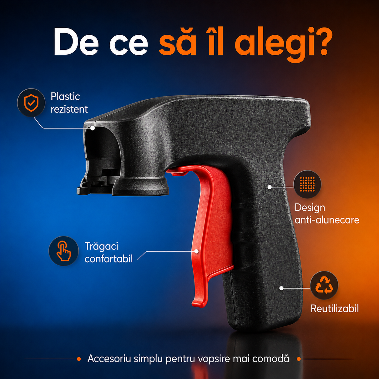 VopsiGrip™ – Adaptor ergonomic pentru spray-uri cu vopsea