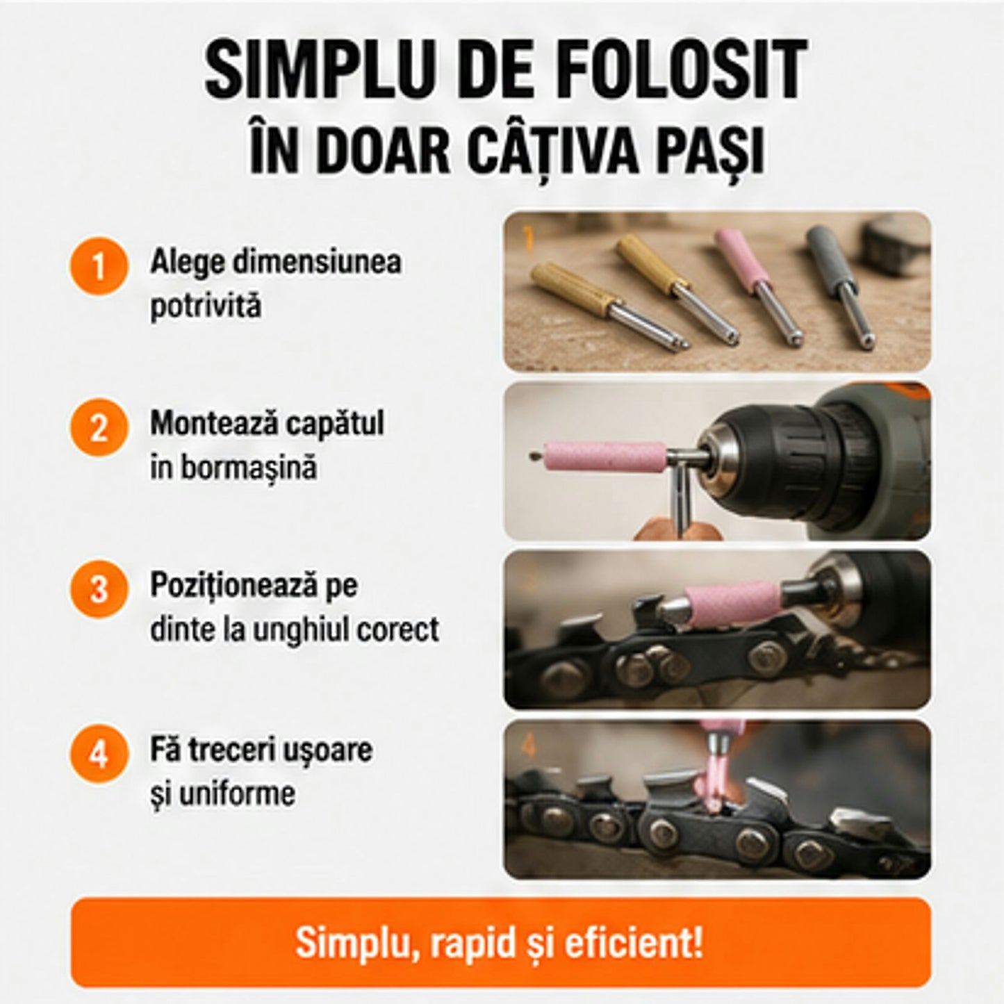 SharpPro™ – 9 Capete pentru Ascuțit Lanțul Drujbei